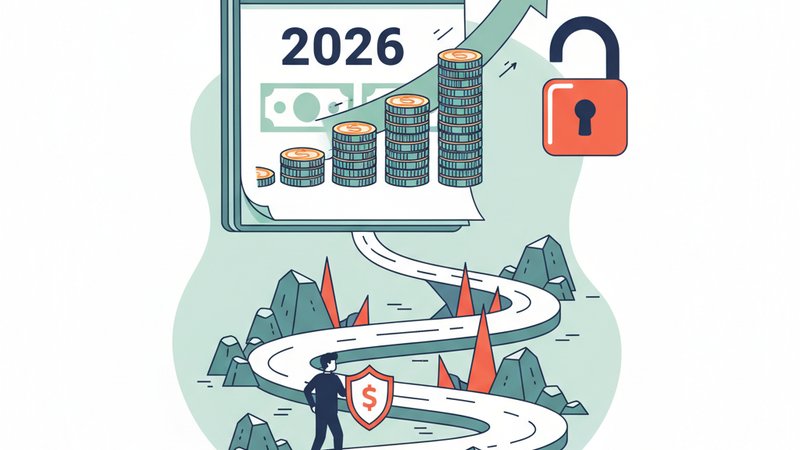 Современная иллюстрация, символизирующая финансовое планирование и избежание ошибок в бюджете на 2026 год.